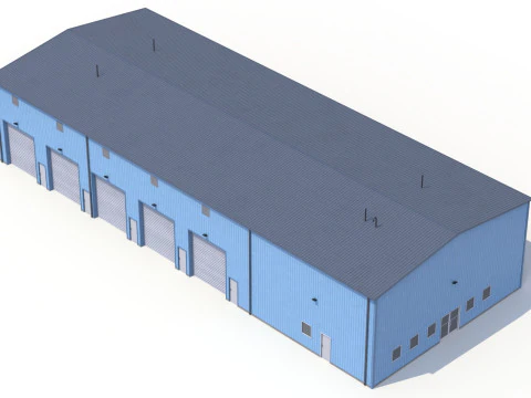 Gedung Industri Biru 36 PBR Model 3D