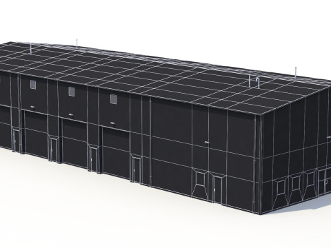 Edificio industriale blu 36 PBR Modello 3D