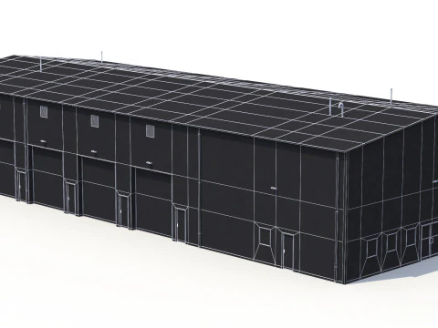 Gedung Industri Biru 36 PBR Model 3D