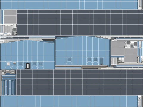 Gedung Industri Biru 36 PBR Model 3D