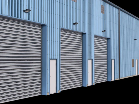 Gedung Industri Biru 36 PBR Model 3D