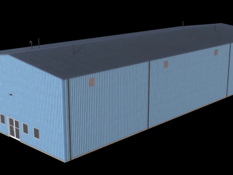 Gedung Industri Biru 36 PBR Model 3D