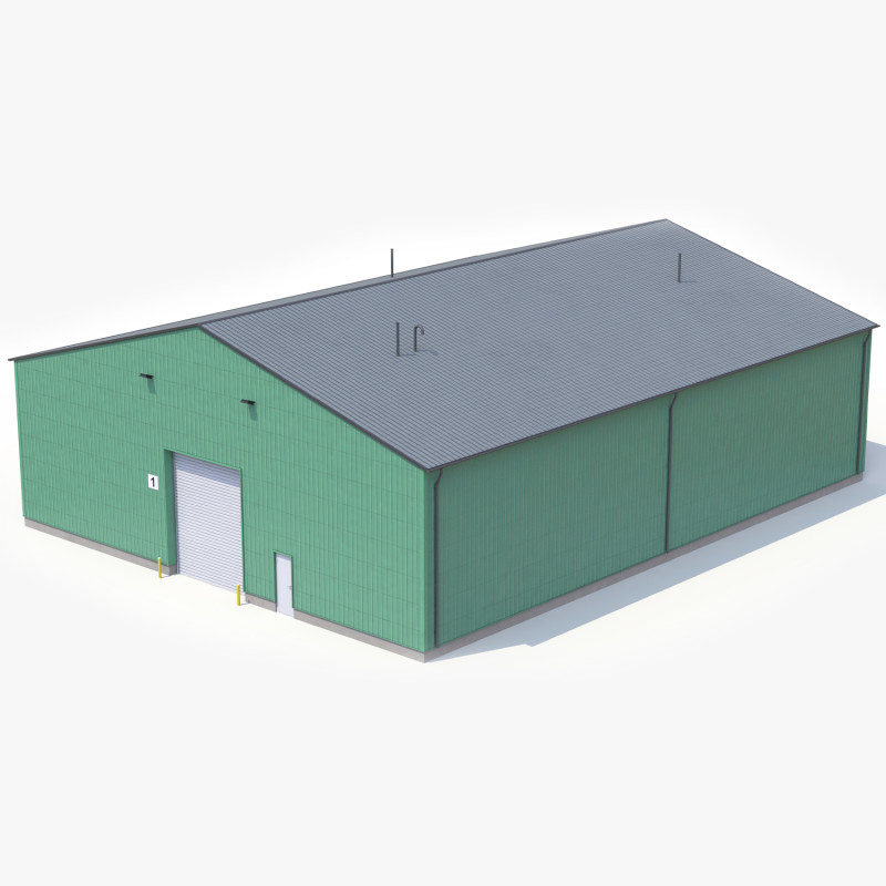 Edificio industriale verde 39 PBR Modello 3D .c4d .max .obj .3ds .fbx .stl .blend