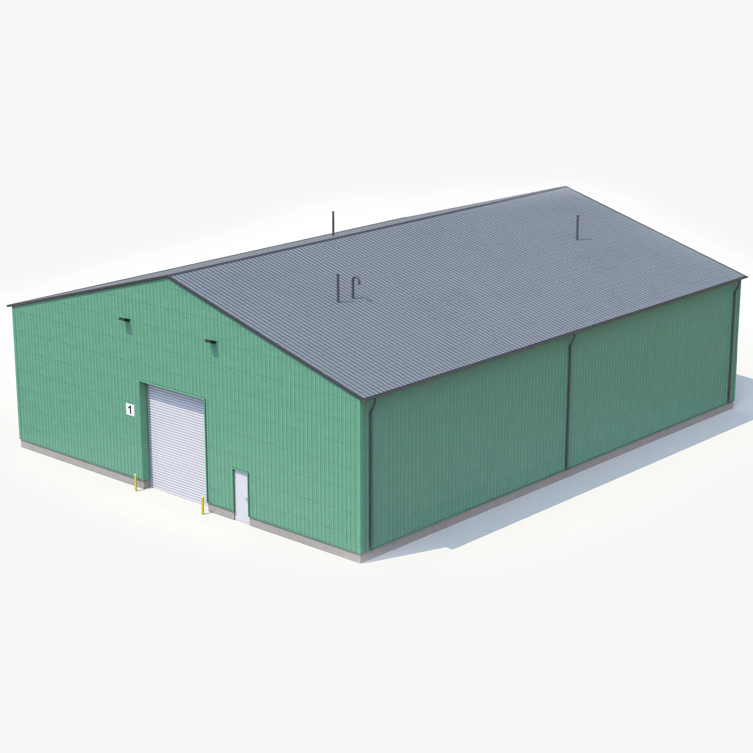 Zielony Budynek Przemysłowy 39 PBR Model 3D .c4d .max .obj .3ds .fbx .stl .blend