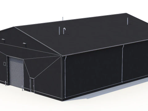 Zielony Budynek Przemysłowy 39 PBR Model 3D