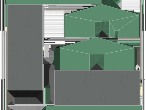 Edificio industriale verde 39 PBR Modello 3D