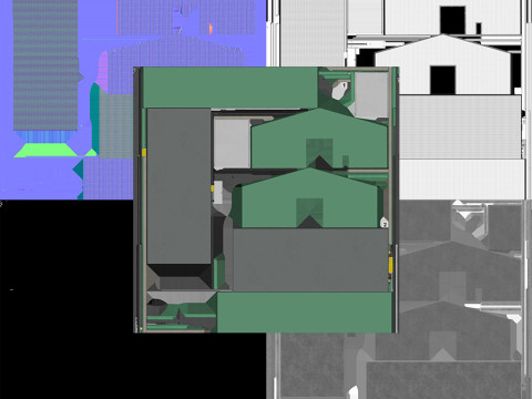 Edificio industriale verde 39 PBR Modello 3D