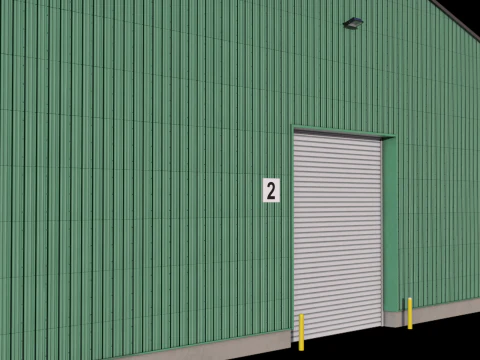 Zielony Budynek Przemysłowy 39 PBR Model 3D