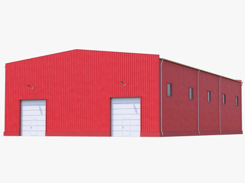 Edificio industriale rosso 41 PBR Modello 3D