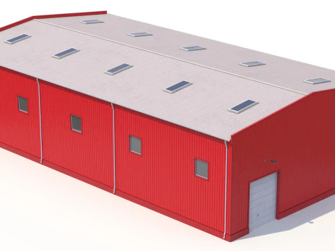 Edificio industriale rosso 41 PBR Modello 3D