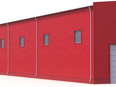 Edif&iacute;cio Industrial Vermelho 41 PBR Modelo 3D