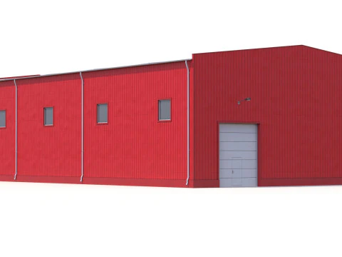 Edificio industriale rosso 41 PBR Modello 3D