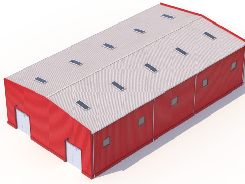 Edif&iacute;cio Industrial Vermelho 41 PBR Modelo 3D