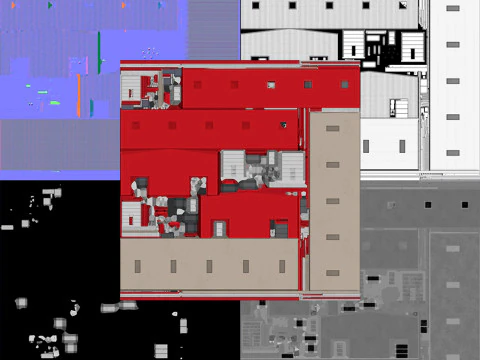 Edificio industriale rosso 41 PBR Modello 3D