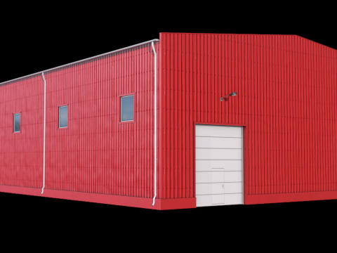 Edif&iacute;cio Industrial Vermelho 41 PBR Modelo 3D