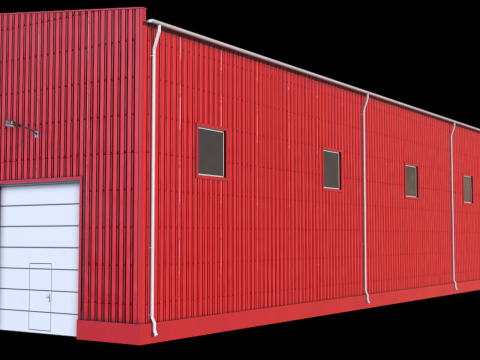 Edif&iacute;cio Industrial Vermelho 41 PBR Modelo 3D