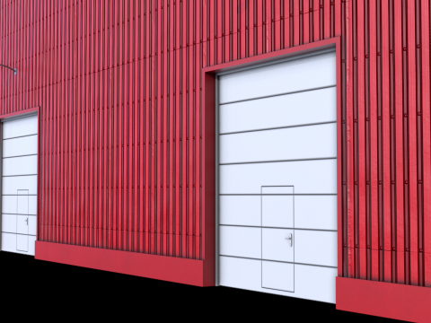 Edif&iacute;cio Industrial Vermelho 41 PBR Modelo 3D