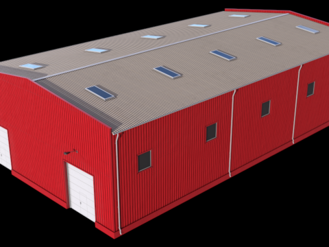Edif&iacute;cio Industrial Vermelho 41 PBR Modelo 3D