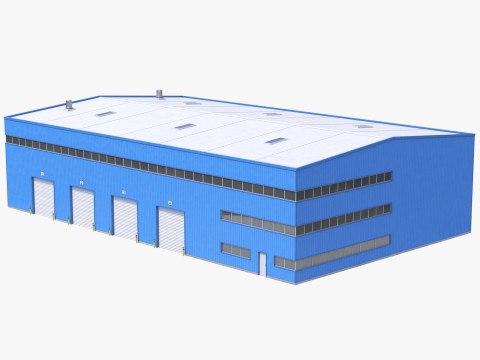 Blue Industrial Building 42 PBR 3D Model