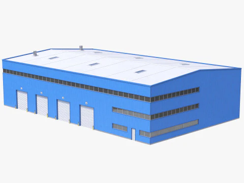 Блакитний промисловий корпус 42 пбр 3D Модель