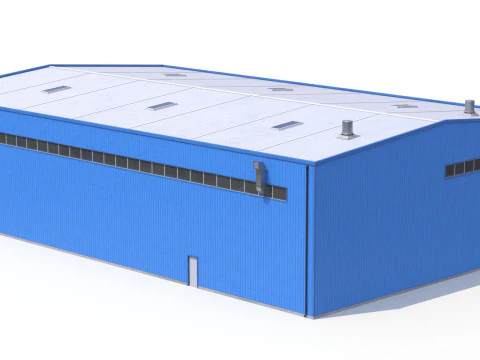 Gedung Industri Biru 42 PBR Model 3D