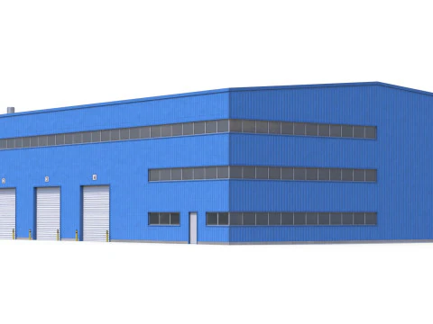 Gedung Industri Biru 42 PBR Model 3D