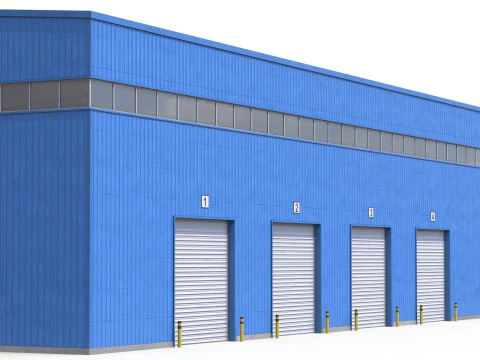 Gedung Industri Biru 42 PBR Model 3D