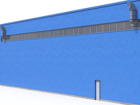 Pr&eacute;dio Industrial Azul 42 PBR Modelo 3D