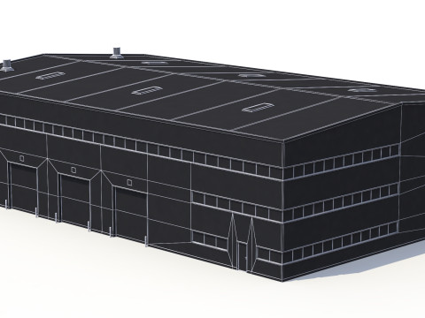 Pr&eacute;dio Industrial Azul 42 PBR Modelo 3D