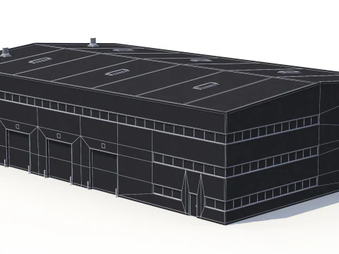 Gedung Industri Biru 42 PBR Model 3D