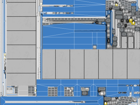 Pr&eacute;dio Industrial Azul 42 PBR Modelo 3D