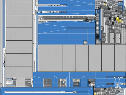 Gedung Industri Biru 42 PBR Model 3D