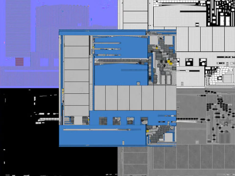 Gedung Industri Biru 42 PBR Model 3D