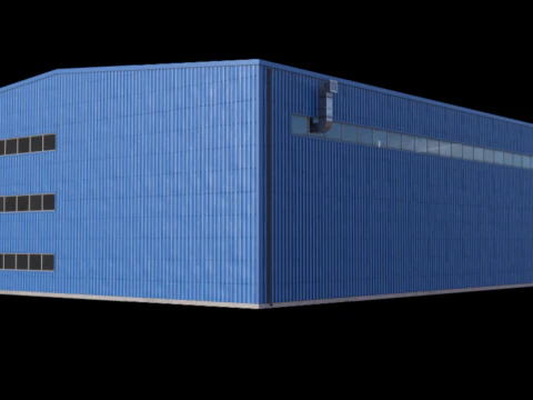 Gedung Industri Biru 42 PBR Model 3D