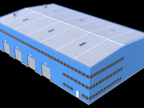 Gedung Industri Biru 42 PBR Model 3D