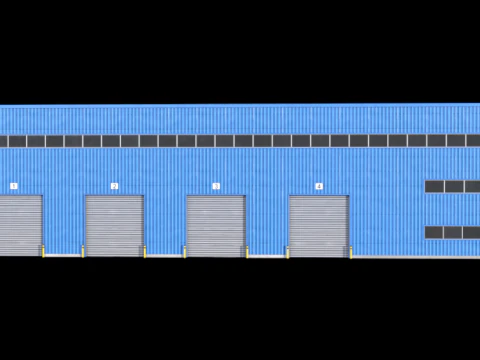 Gedung Industri Biru 42 PBR Model 3D