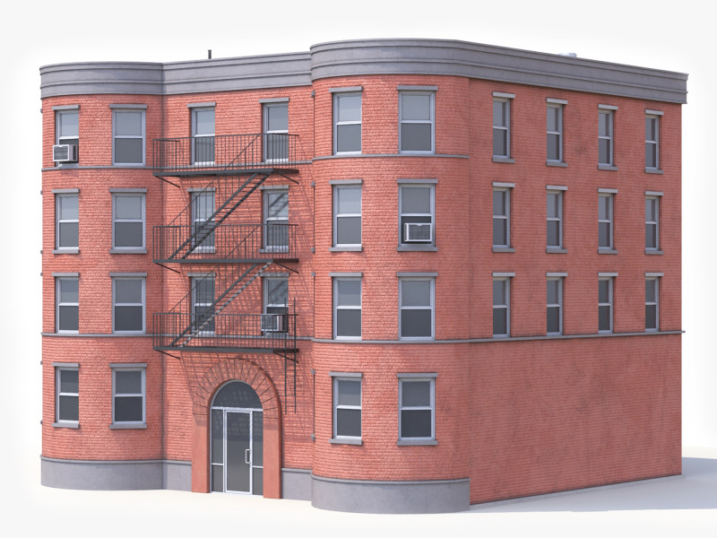 Apartment Building 8 PBR 3D Model .c4d .max .obj .3ds .fbx .stl .blend