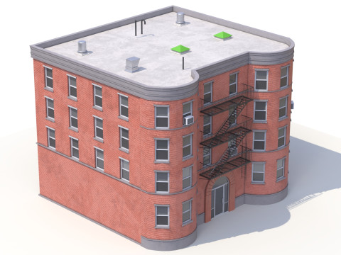 Apartment Building 8 PBR 3D Model