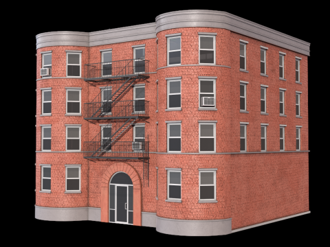 Apartment Building 8 PBR 3D Model