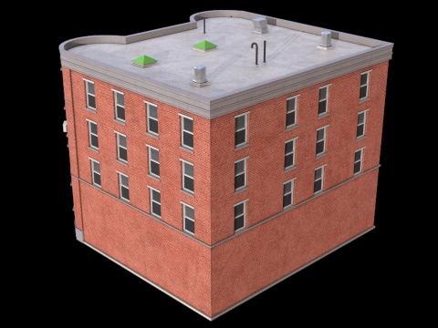 Apartment Building 8 PBR 3D Model