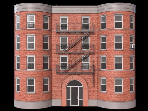 Apartment Building 8 PBR 3D Model