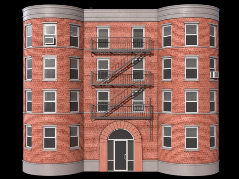 Apartment Building 8 PBR 3D Model