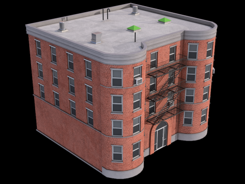 Apartment Building 8 PBR 3D Model