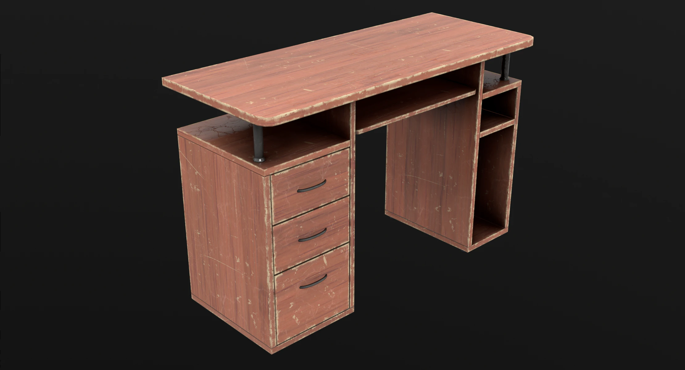 PBR pronto per il gioco della vecchia scrivania del computer Modello 3D .c4d .max .obj .3ds .fbx .stl .blend 