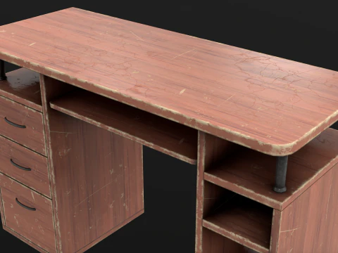 PBR pronto per il gioco della vecchia scrivania del computer Modello 3D