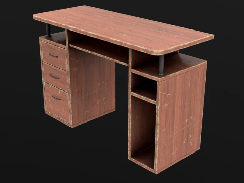 PBR pronto per il gioco della vecchia scrivania del computer Modello 3D