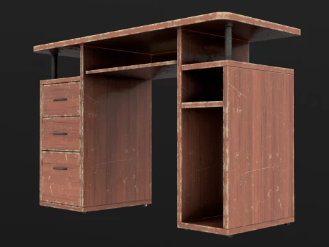 PBR pronto per il gioco della vecchia scrivania del computer Modello 3D