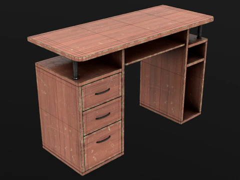 PBR pronto per il gioco della vecchia scrivania del computer Modello 3D