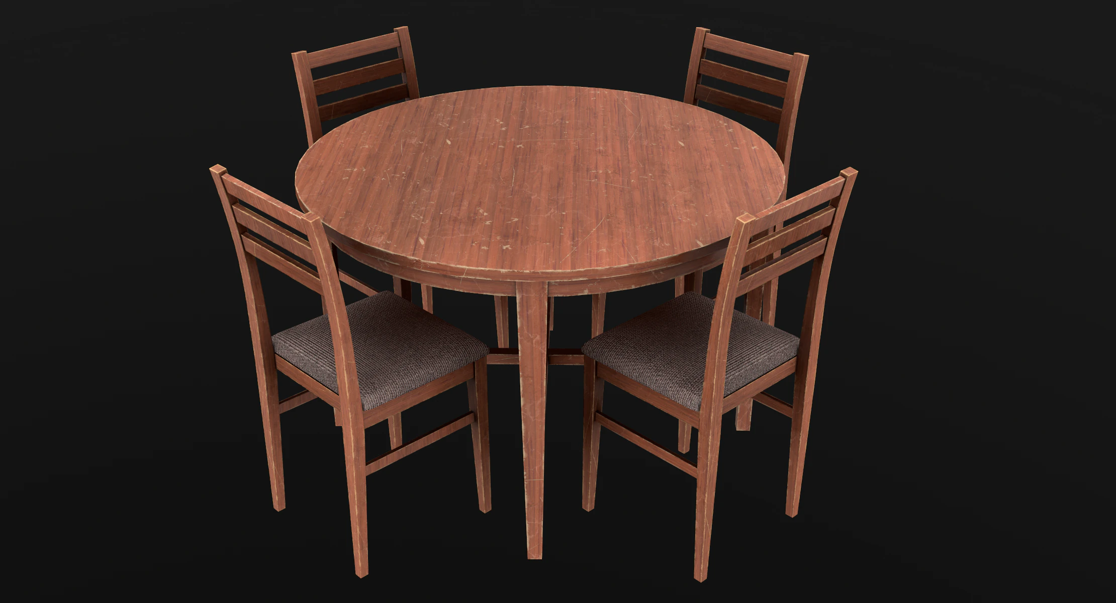 Tavolo Rotondo E Sedie Gioco Pronto PBR Modello 3D .c4d .max .obj .3ds .fbx .stl .blend