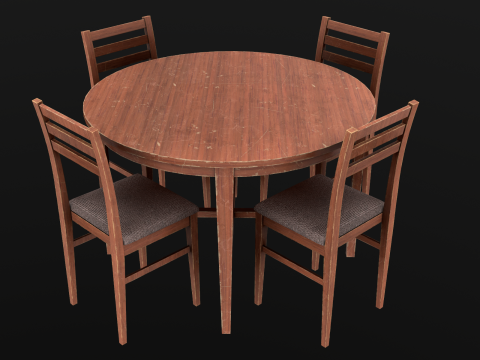 ラウンド テーブルとチェア ゲーム対応 PBR 3Dモデル